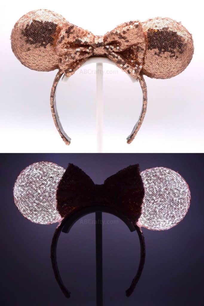 DIY Light Up Minnie Mouse Ears - No Sew DIY Disney Ears - AB Crafty
