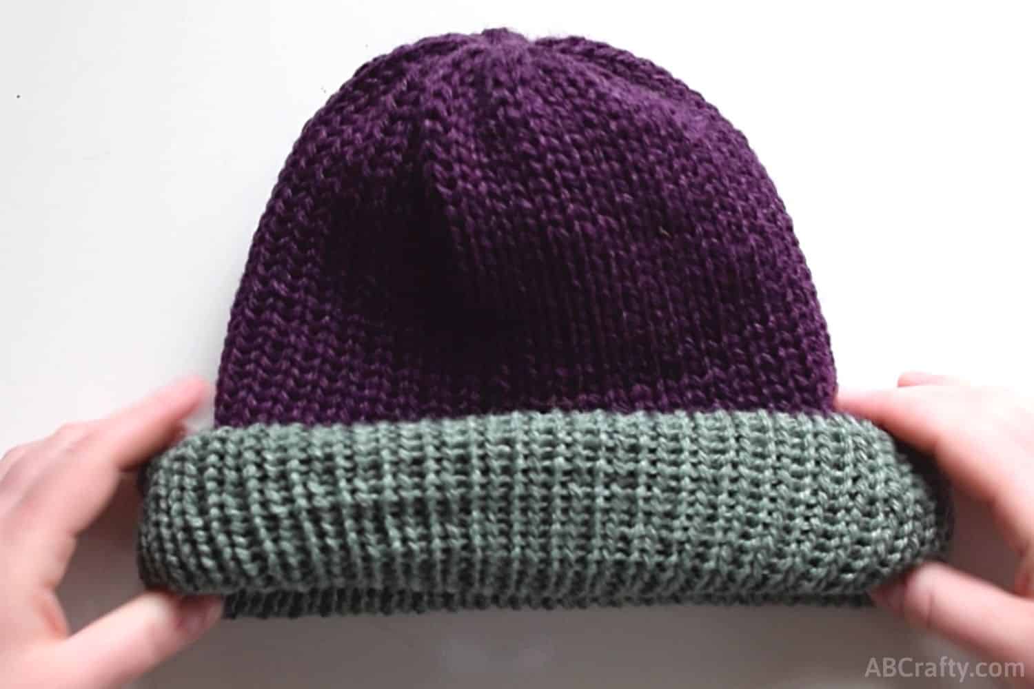 Machine Knit Meets Crochet- How to make a machine knit brim for a crochet  beanie- Tutorial- 