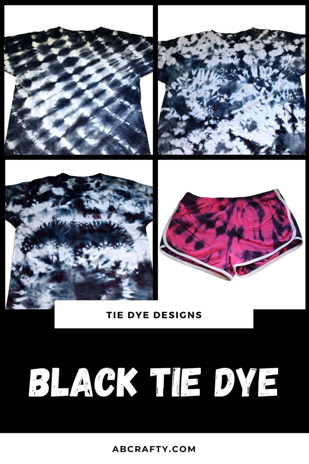 Black Tie Dye - 4 Black Tie Dye Designs for Shirts and Clothes
