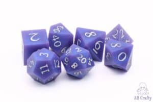 full set of dnd dice made of resin with white faces