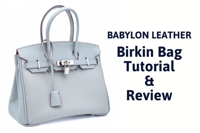 finished haze blue hermes birkin bag with the title "babylon leather birkin bag tutorial and review"
