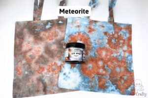 jacquard ice dye meteorite on two tote bags with two different designs